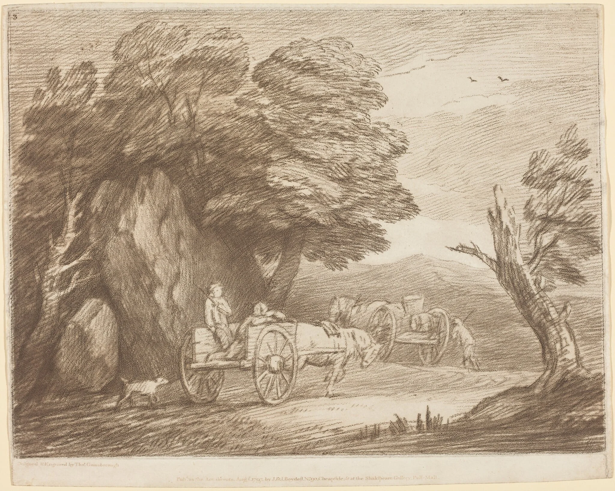 Wooded Landscape with Two Country Carts and Figures, detail