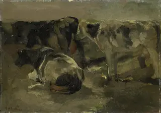 Four Cows, by George Hendrik Breitner, oil, 1901