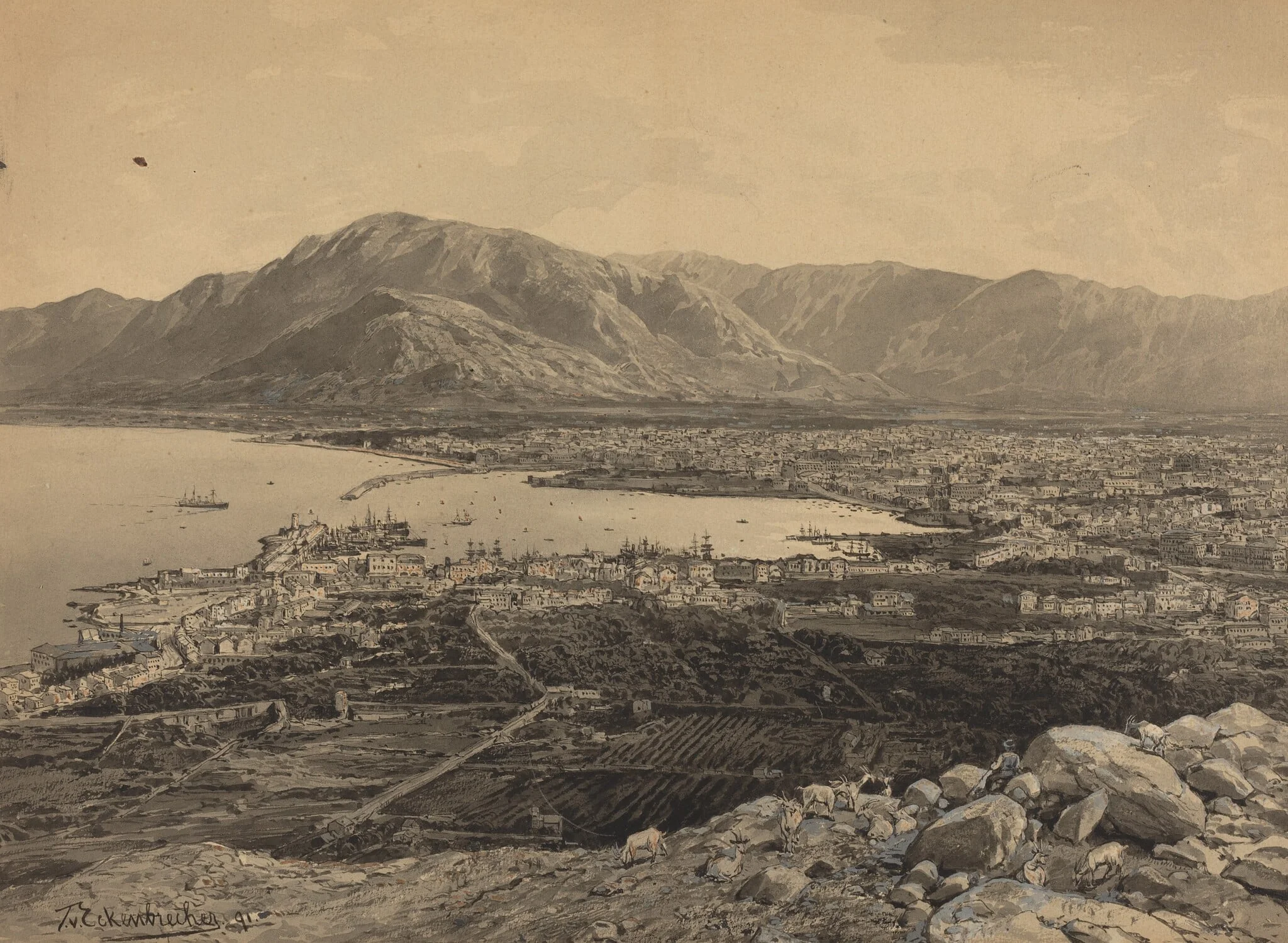 The Harbor of Piraeus, detail