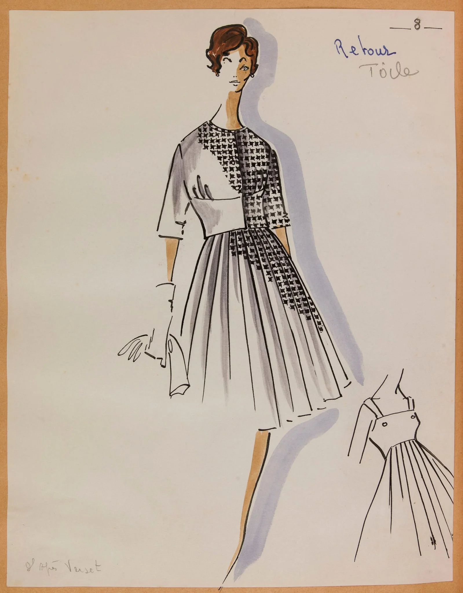 Tailleur à motif pied de poule, detail