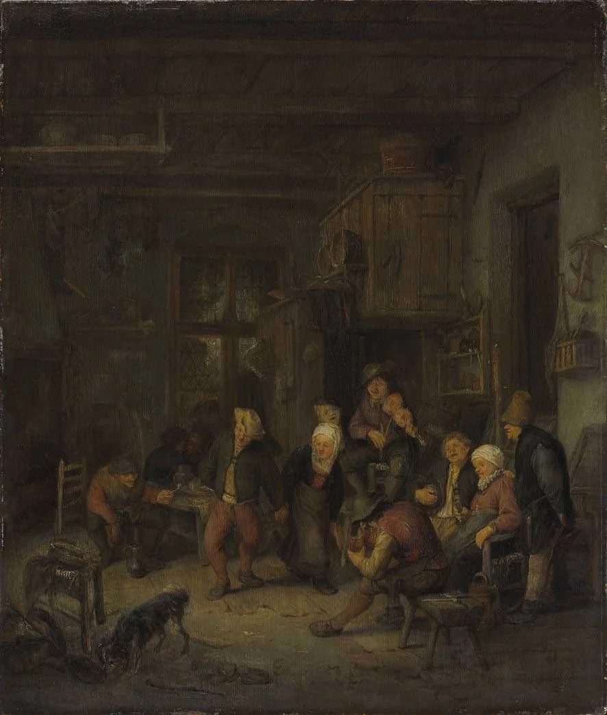 Peasants Drinking and Dancing at an Inn, detail