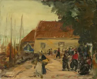 Volendam Street Scene, by Robert Henri, oil, 1910