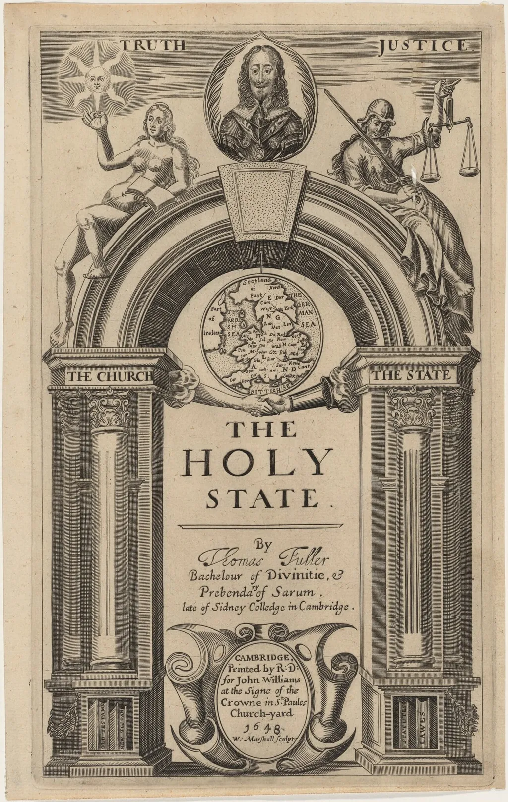 Title page to Thomas Fuller, Holy State, by William Marshall, ink, 1623