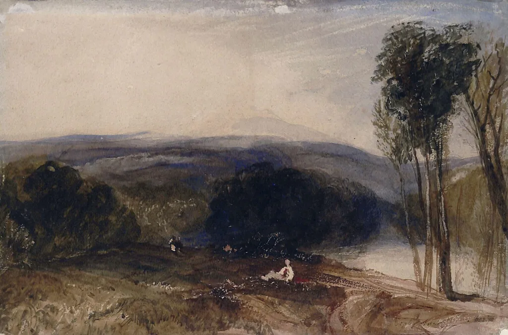 Landscape with river and mountain, by Anthony Vandyke Copley Fielding, watercolor, 1810