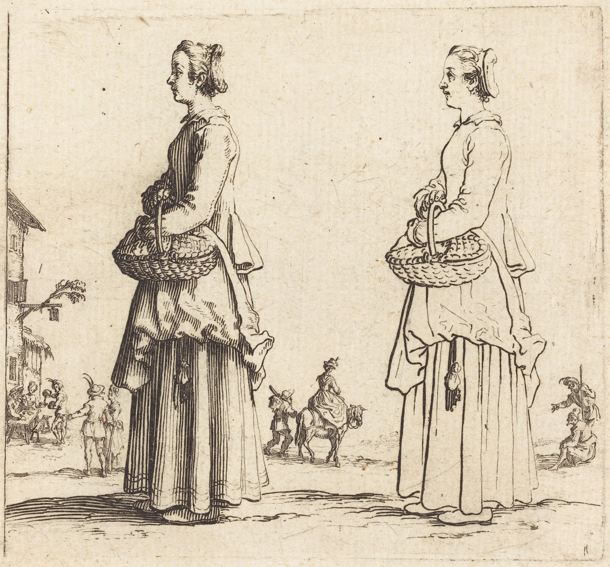 Peasant Woman with Basket, in Profile, Facing Left, detail