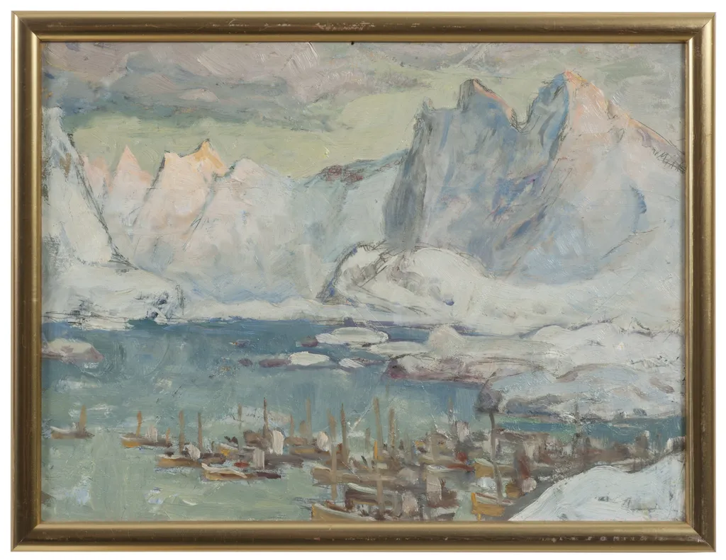 Svolvaer Harbour at the Height of the Fishing Season.Study from Lofoten, by Anna Boberg, unspecified, 1934
