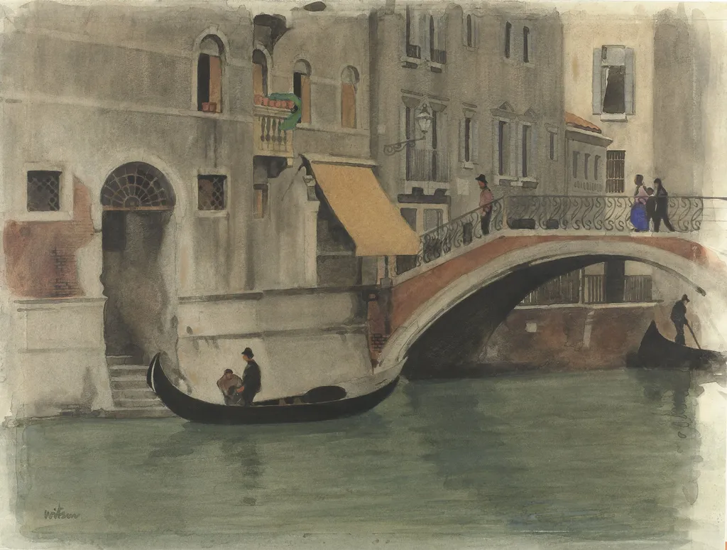 Bridge over a canal in Venice, by Willem Witsen, graphite, 1898
