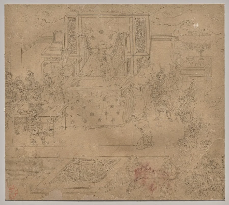 Album of Daoist and Buddhist Themes: Kings of Hells: Leaf 30, detail