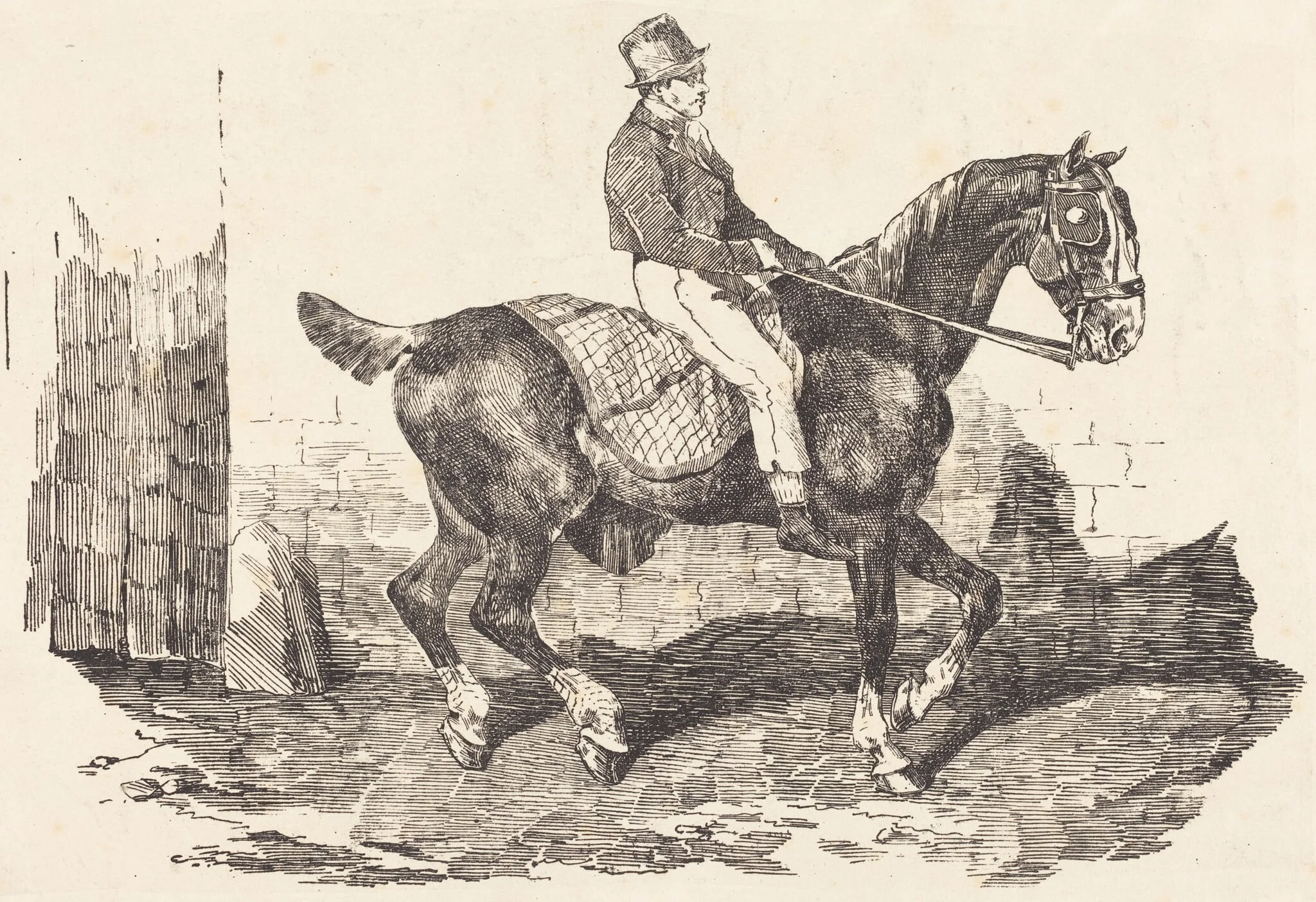 Groom Mounted on a Carriage-Horse (Cheval de carrosse monte par un palfrenier), detail