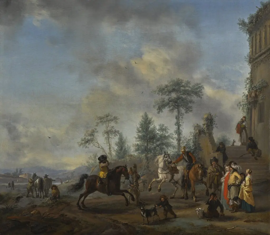 The Riding School, by Philips Wouwerman, oil, 1650