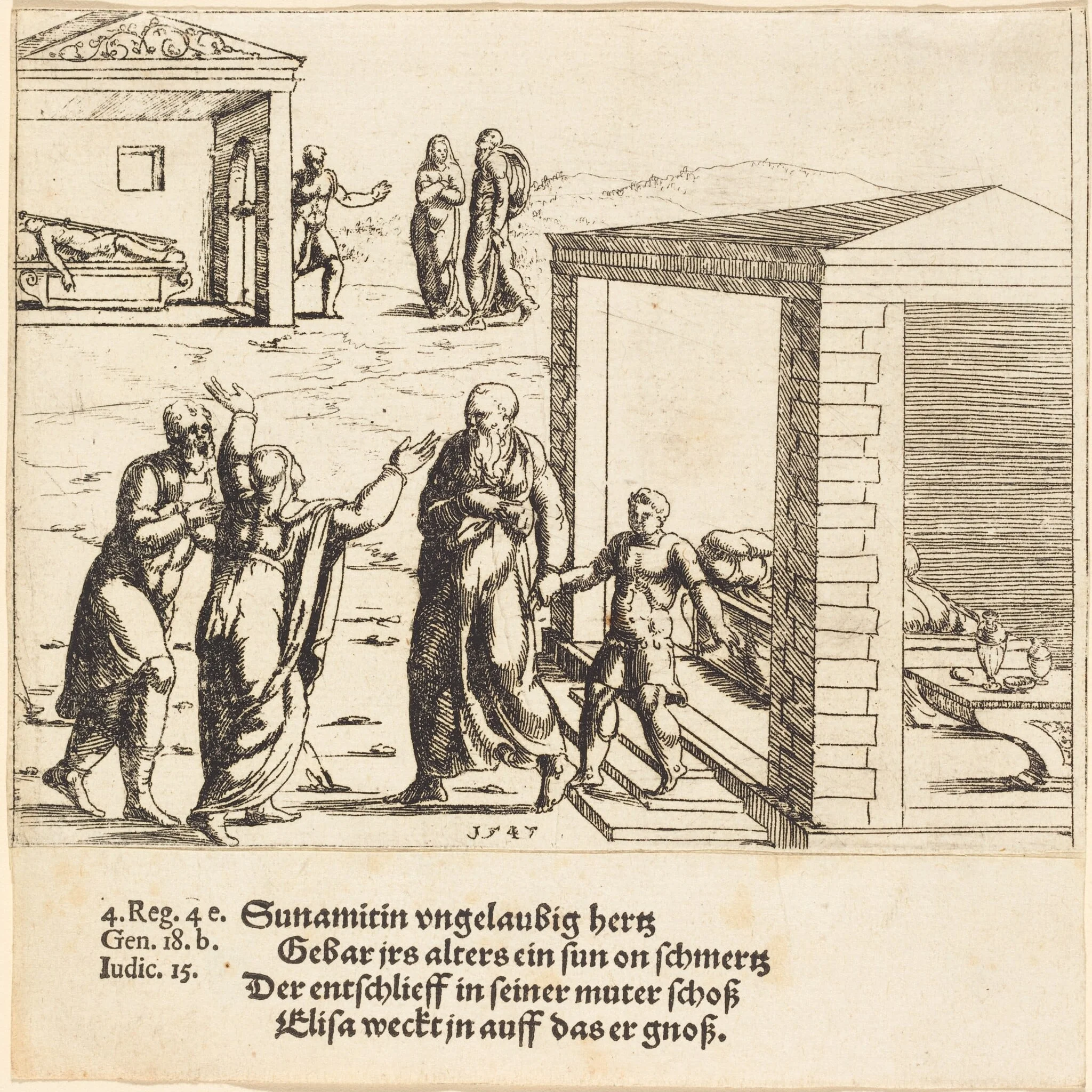 Elisha Raises the Son of the Shunammite, detail