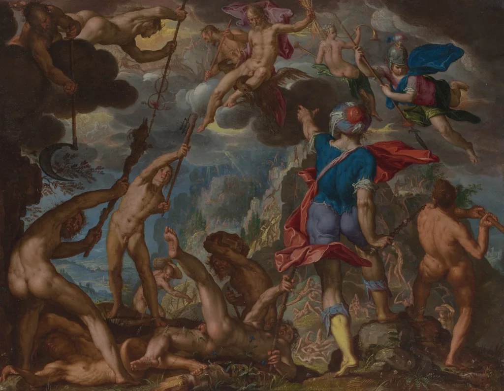 The Battle between the Gods and the Giants, by Joachim Wtewael, oil, 1608