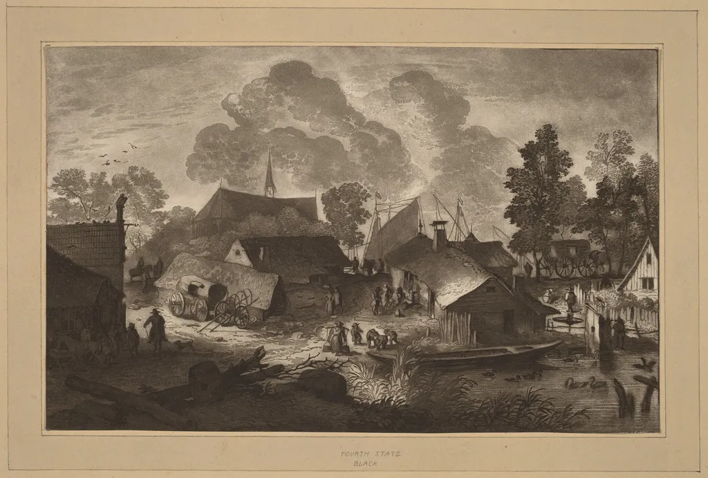 Village with Pond, by Cornelis Ploos van Amstel, ink, 1782