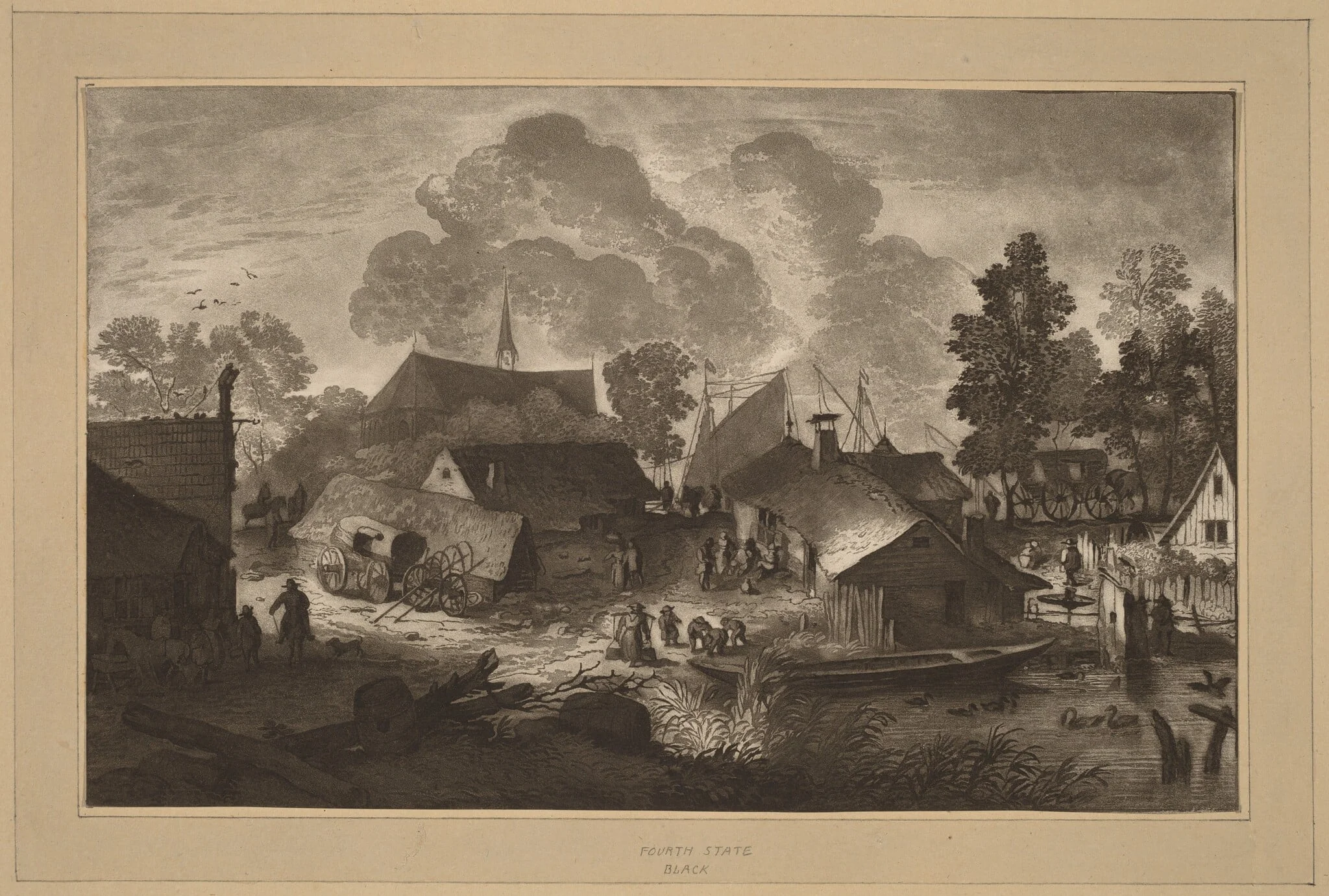Village with Pond, detail