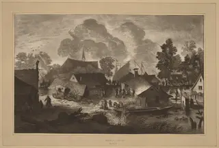 Village with Pond, by Cornelis Ploos van Amstel, ink, 1782