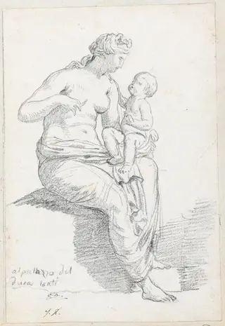 Leucothea, Side View, by Jacques-Louis David, chalk, 1778