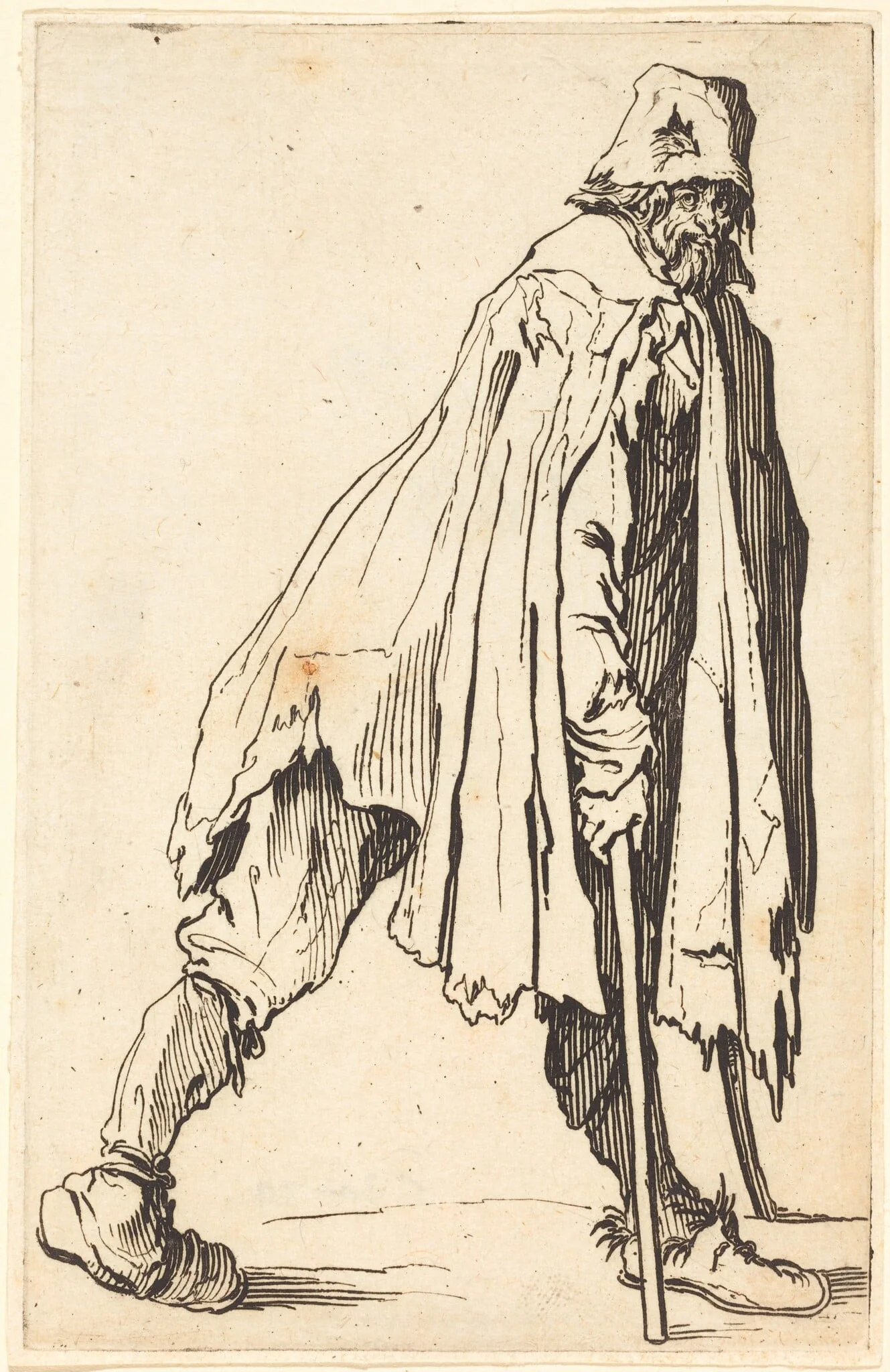 Beggar with Crutches and Cap, detail