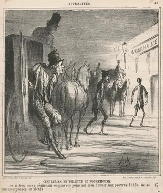 Gentlemen en toilette de workhouse, by Honoré Daumier, ink, 1866