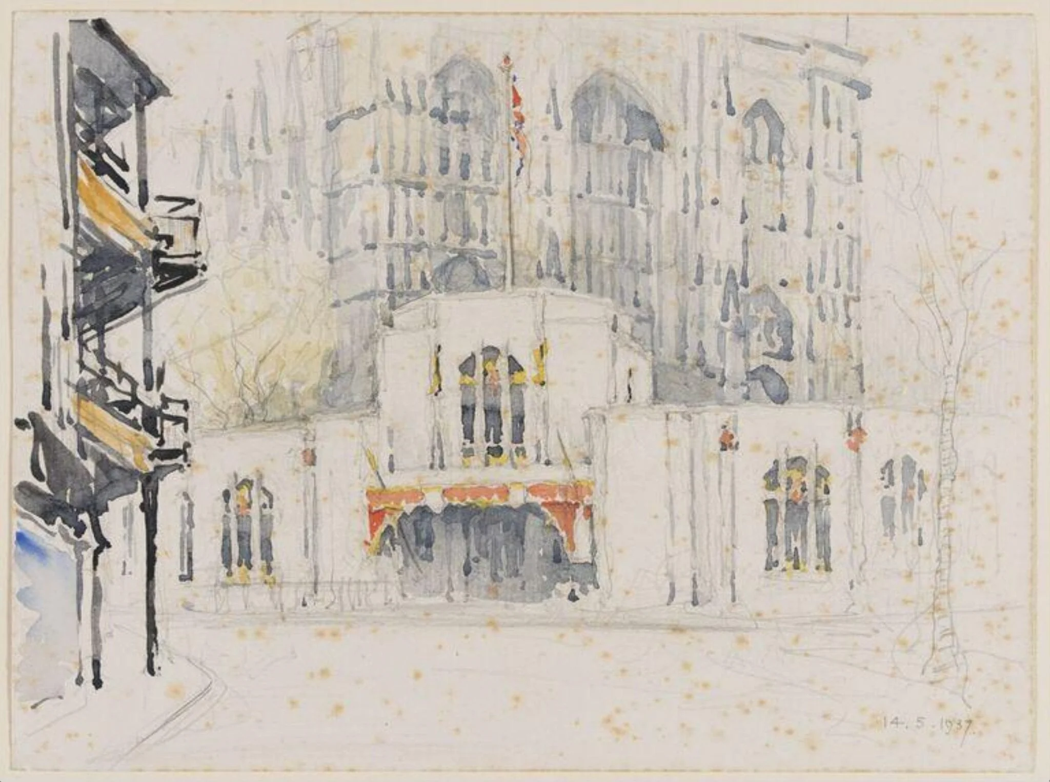 Westminster Abbey with stands, detail