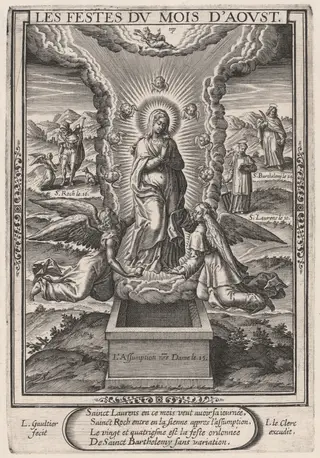 Les Festes du mois d'Aoust (August: The Assumption), by Léonard Gaultier, ink, 1603