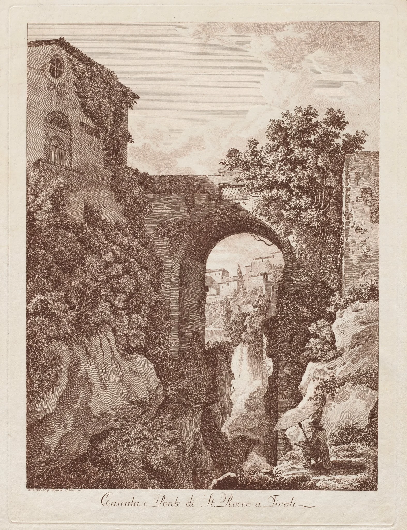 St. Rocco Waterfall and Bridge at Tivoli (Cascata e Ponte di St. Rocco a Tivoli), detail