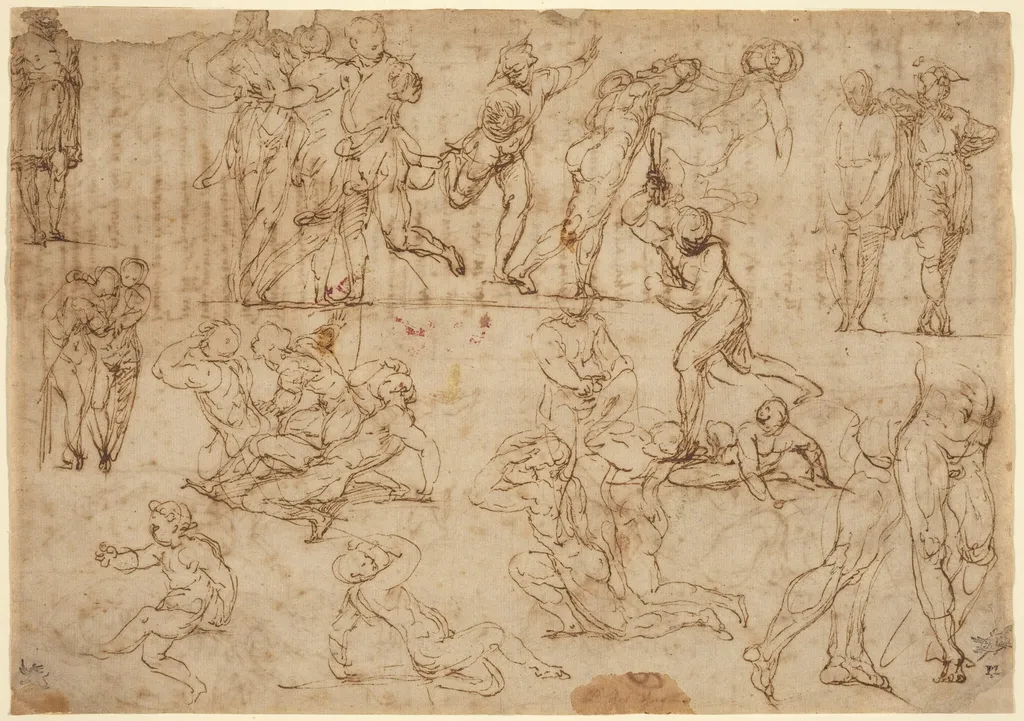 Figure Studies [recto], by Perino del Vaga, ink, 1535