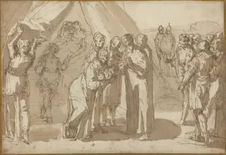 Birth Scene, by Giulio Benso, ink, 1634