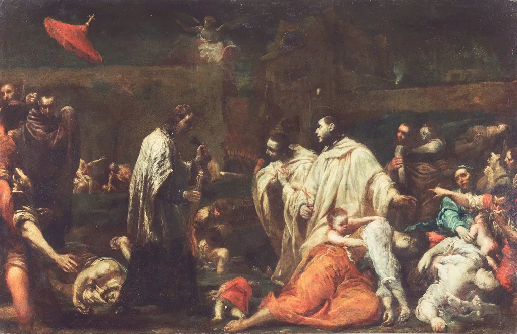 Blessed Bernard Tolomei Interceding for the Cessation of the Plague in Siena, by Giuseppe Maria Crespi, oil, 1735