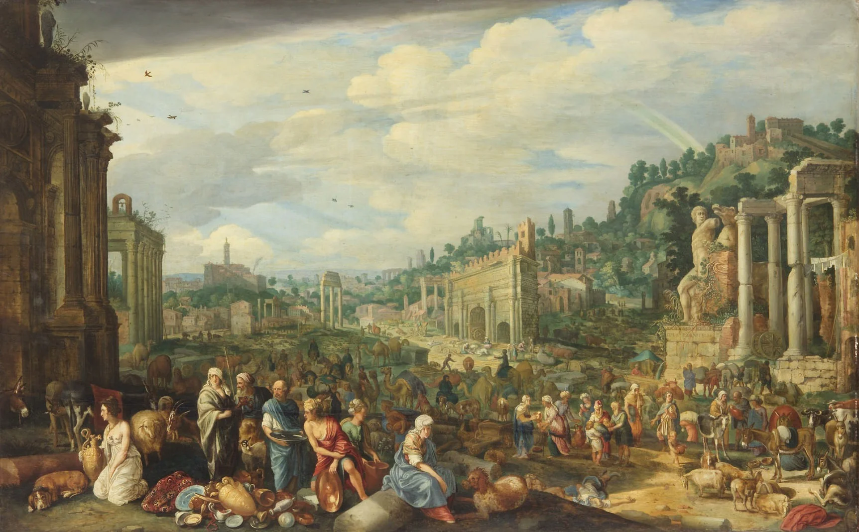 Ansicht des Campo Vaccino in Rom (Aufbruch der Israeliten aus Ägypten), detail