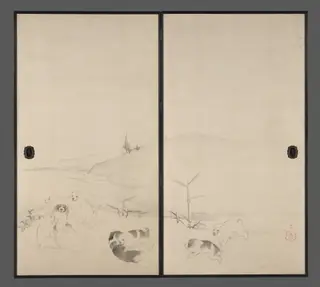 Puppies in the Snow, by Nagasawa Rosetsu, unspecified, 1798