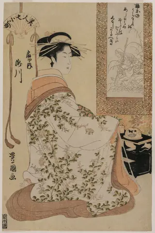 Takigawa of Ōgiya, from the series Beauties as the Seven Komachi, by Utagawa Toyokuni I, 1795
