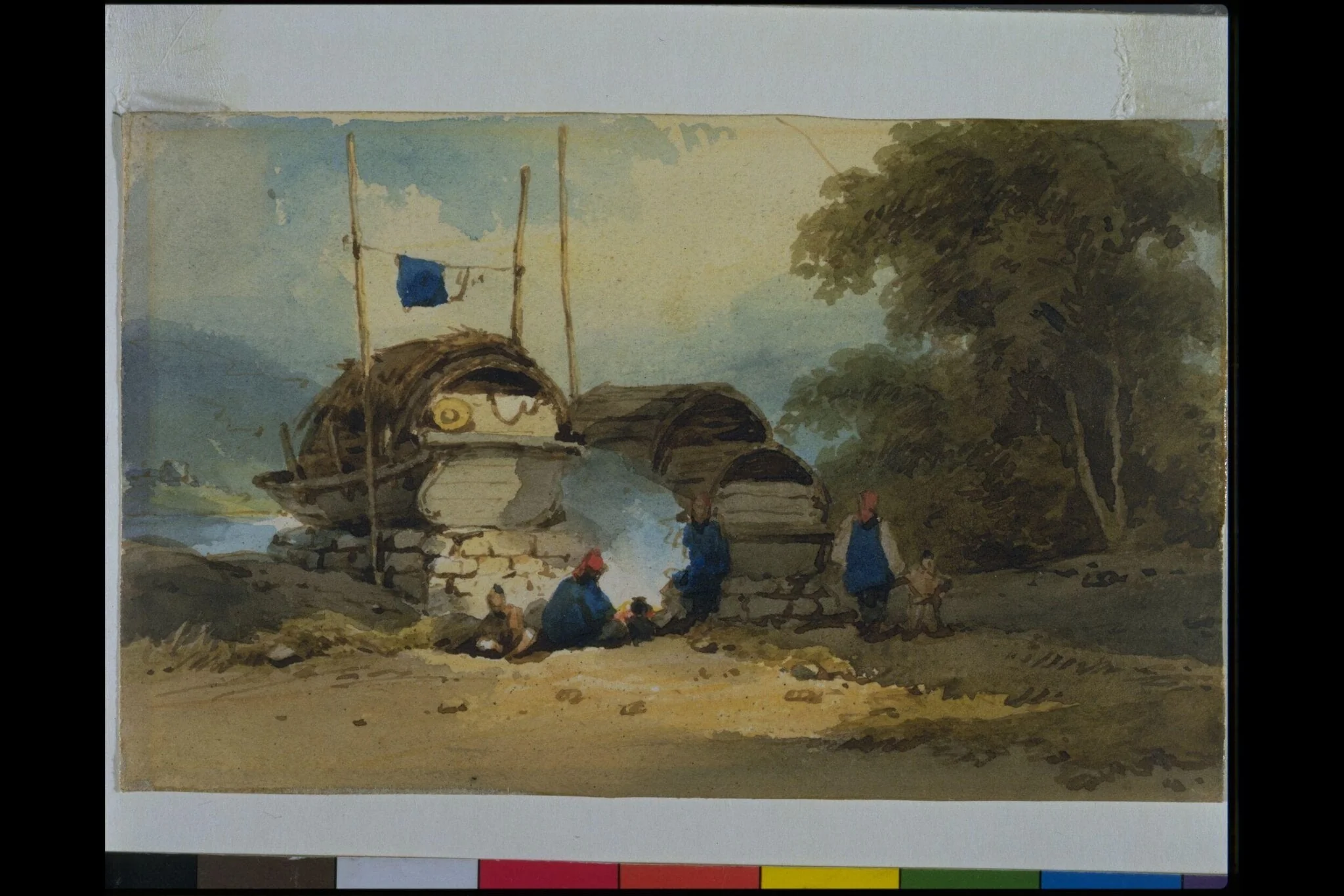 A Riverside Encampment, China, detail