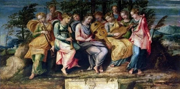 Apollo and the Muses, detail