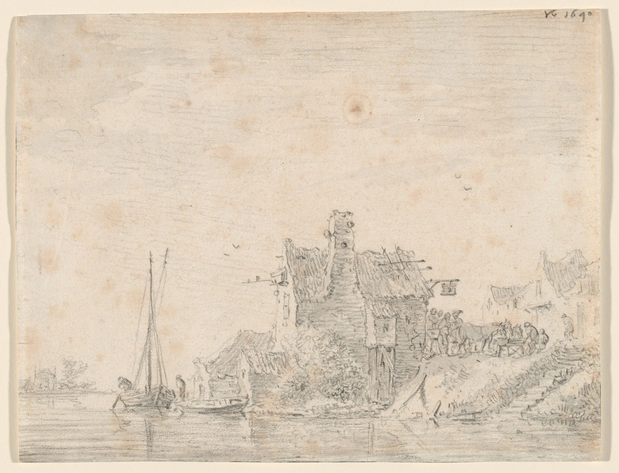 A Tavern by a River, detail