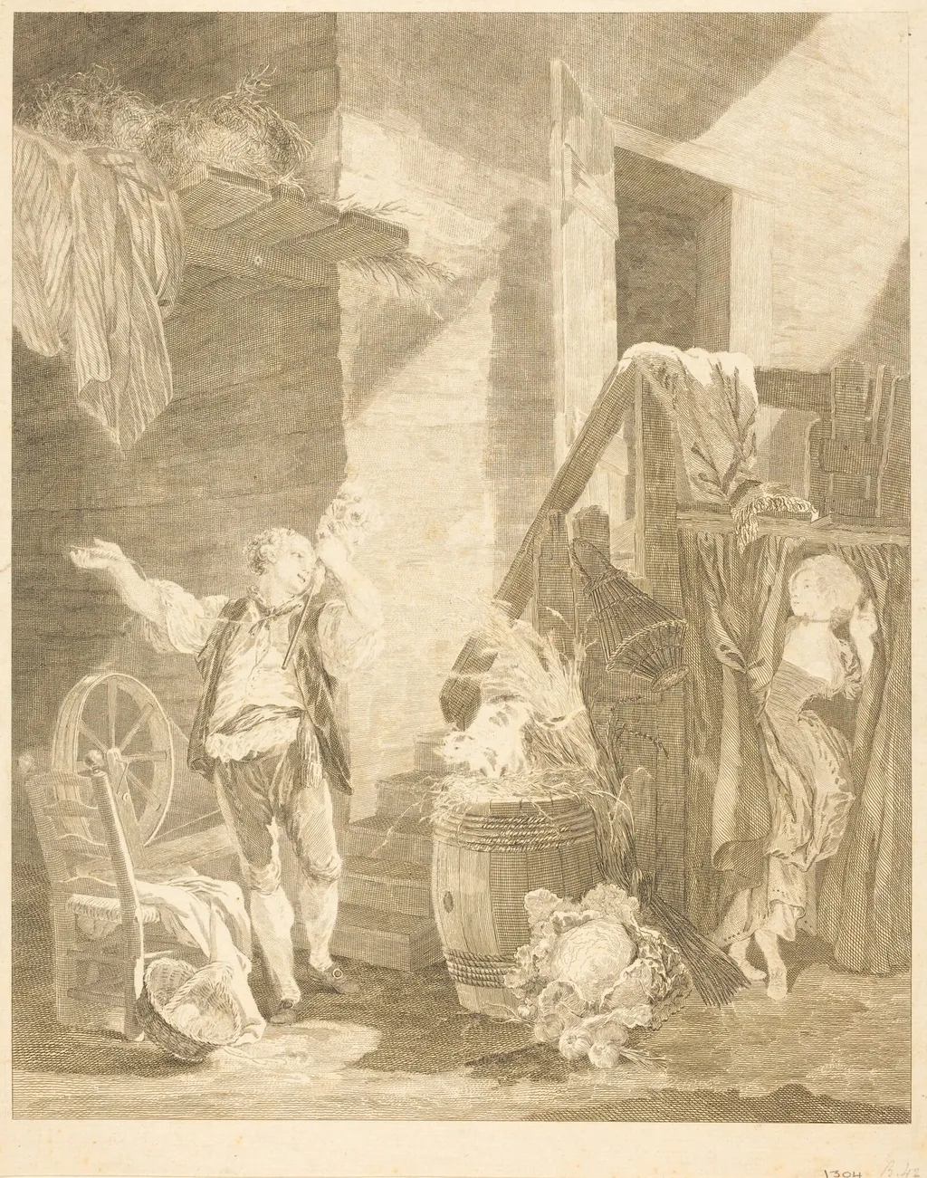 Rose et Colas, by Jean-Baptiste Blaise Simonet, ink, 1778
