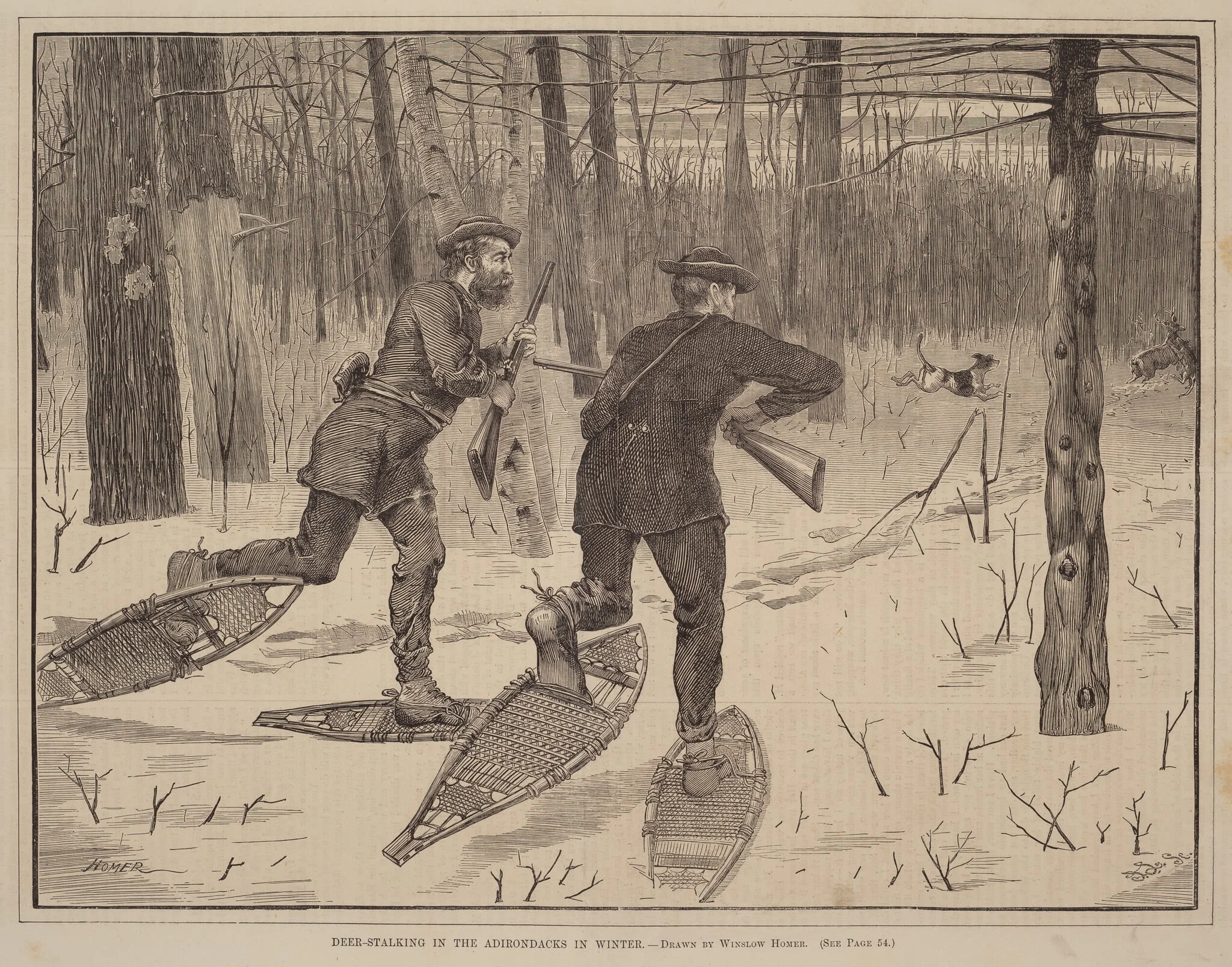 Deer-Stalking in the Adirondacks in Winter, detail
