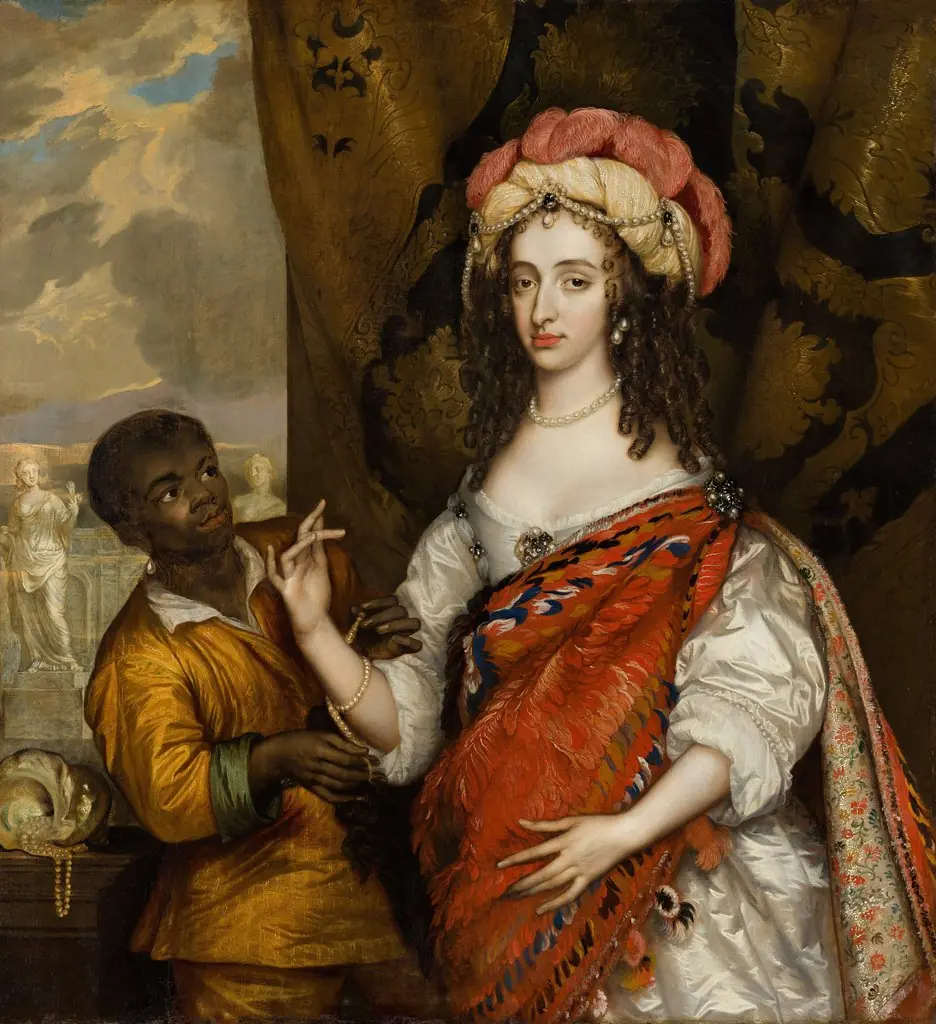 Posthumous Portrait of Mary I Stuart (1631- 1660) with a Servant, by Adriaen Hanneman, oil, 1664