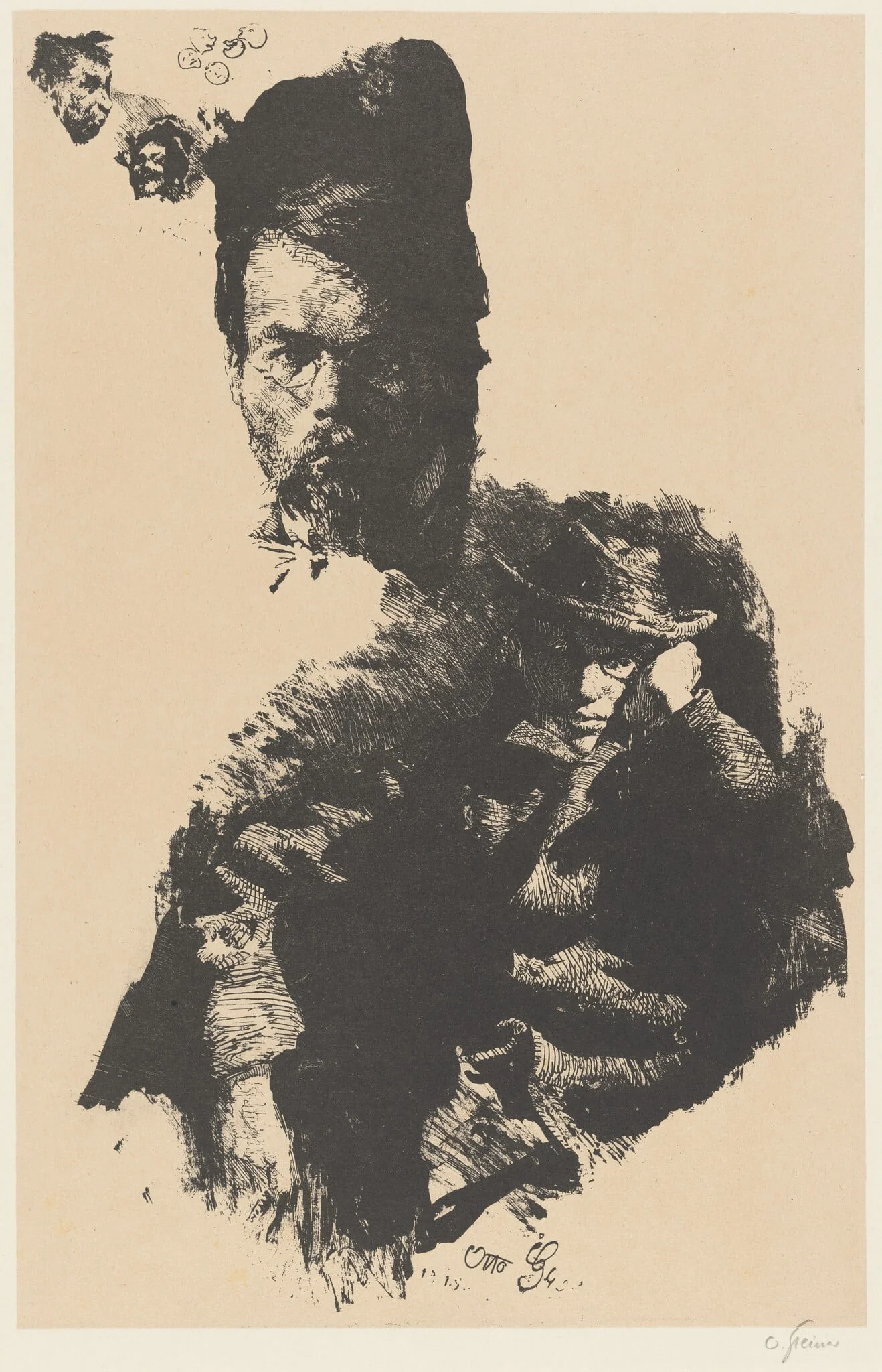 Study Sheet with Portraits of Hans Hess and Albert Klesse, detail