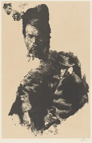 Study Sheet with Portraits of Hans Hess and Albert Klesse, by Otto Greiner, ink, 1894