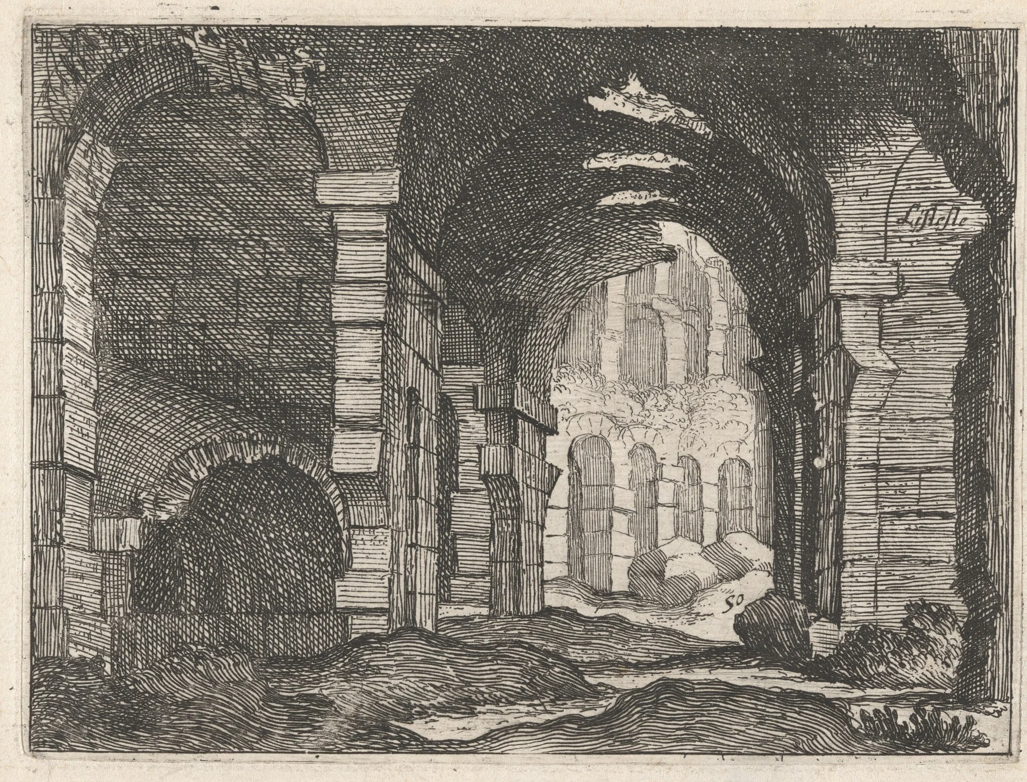 The Ruins of the Colosseum, detail