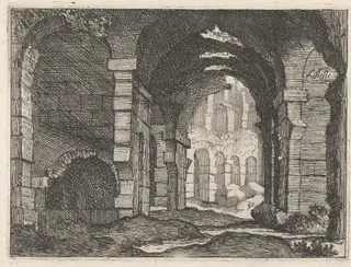 The Ruins of the Colosseum, by Giovanni Battista Mercati, ink, 1629
