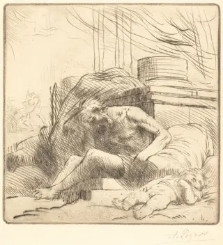 Victim of a Fire (Victime d'un incendie), by Alphonse Legros, ink, 1874