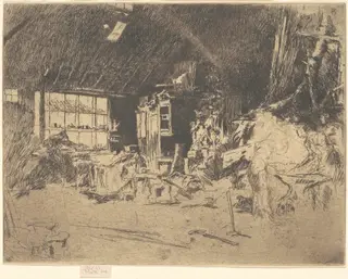 The Smithy, by James McNeill Whistler, ink, 1880