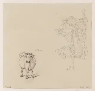 A cow, and a group of figures, by George Chinnery, 6