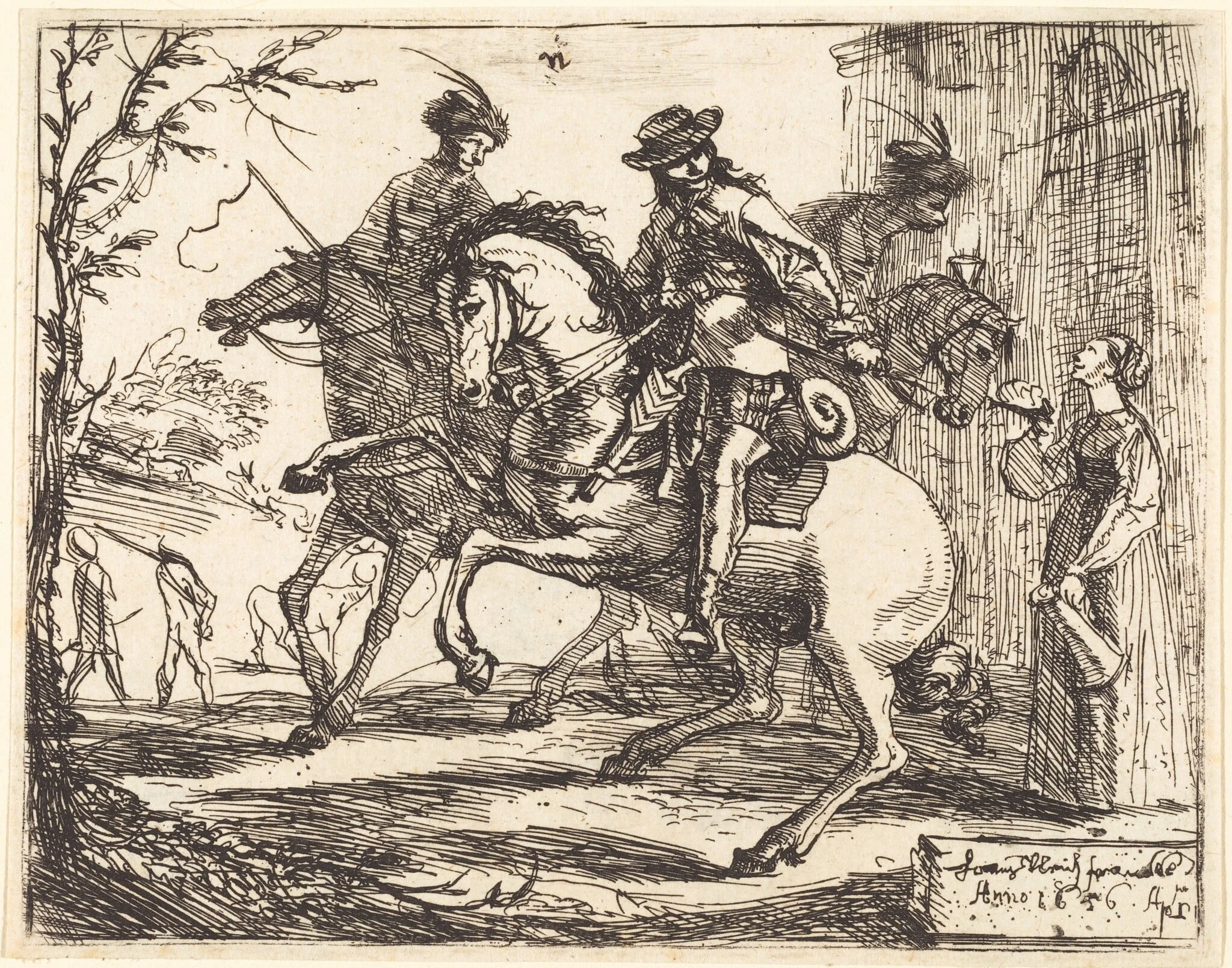 Three Riders before an Inn, detail