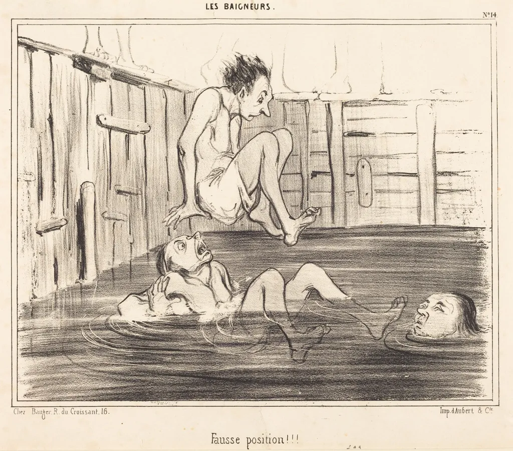 Fausse position!!!, by Honoré Daumier, ink, 1840