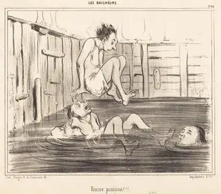 Fausse position!!!, by Honoré Daumier, ink, 1840