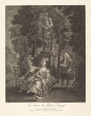 La soiree du Palais Royal, by Jean Gabriel Caquet, ink, 1776