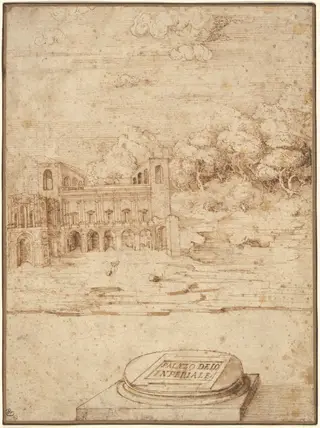 The Villa Imperiale, by Titian, ink, 1534