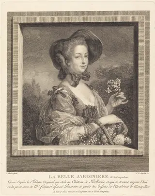 La Belle Jardinière - Madame de Pompadour, by Jean-Louis Anselin, ink, 1785